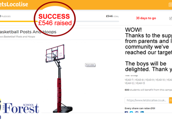 Wow! We've done it! We've raised £546 for new Basketball hoops and posts
